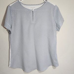 Van Heusen Women Black & White Short Sleeve Blouse . Size- S/P